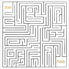 Square or rectangular maze, puzzle for children and adults. The task of developing memory and attention. Page for children's books. Vector illustration.