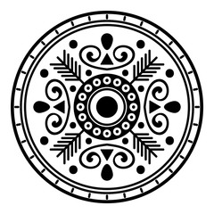 Ethnic Mandala ornament, circular decorative element. Hand drawn background. Can be used for greeting card, phone case print, etc.