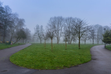 Fototapeta na wymiar Local Authority Public Park in Manchester, England