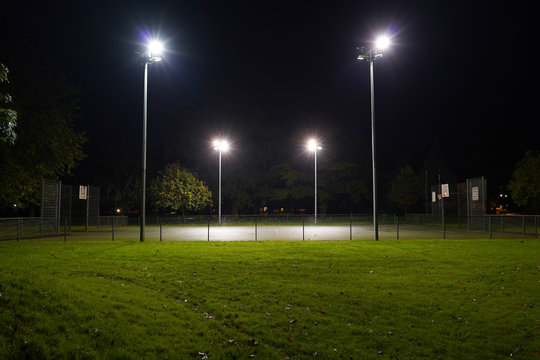 Basketball court at light