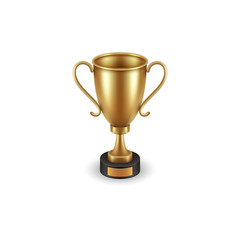Realistic, golden cup object isolated, Symbol of victory and success. Vector illustration.