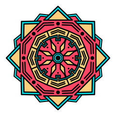 Ethnic Mandala ornament, circular decorative element. Hand drawn background. Can be used for greeting card, phone case print, etc.