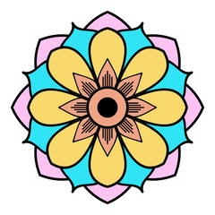 Ethnic Mandala ornament, circular decorative element. Hand drawn background. Can be used for greeting card, phone case print, etc.