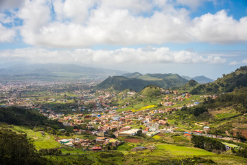 Fototapeta na wymiar Aerial view of village near La Laguna, Anaga, Tenerife island, Canary