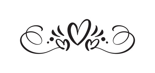 Heart love sign logo. Design flourish element valentine card for divider. Vector illustration. Infinity Romantic symbol wedding. Template for t shirt, card, poster