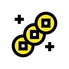 Obraz premium china new year related chinese coins vector with editable stroke