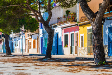 Colorful houses in Portocolom, Mallorca