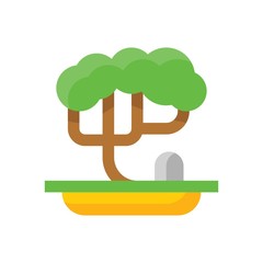 china new year related bonsai tree vector in flat design
