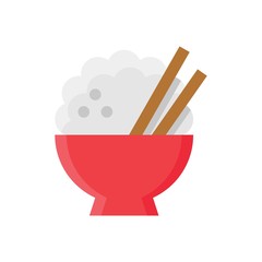 china new year related rices with bowl and stick vector in flat design