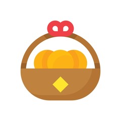 fruit or food in basket related to china new year vector in flat design