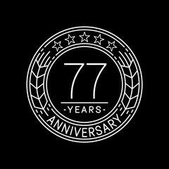 77 years anniversary logo template. 77th line art vector and illustration.