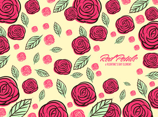 Fototapeta na wymiar nature leaf and rose flower plant in seamless pattern vector illustration art vintage with happy valentine's day season greeting holiday wedding concept