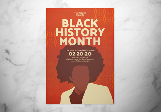 Black History Month Event Flyer Layout with Silhouetted  Illustration