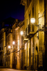 Night in the streets of the Arta city, Mallorca
