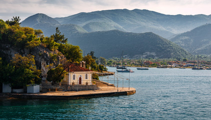 Wonderful sunny seascape. Ionian sea. Greece
