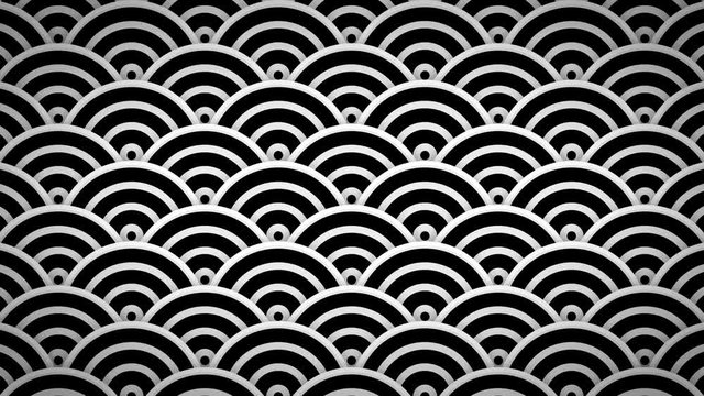 Abstract Japanese Patterns Ornaments Background Clip/ 4k animation of an abstract decorative background with japanese arts deco fishscale patterns seamless looping