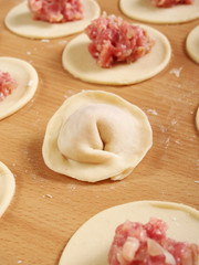 Ready Dumpling. Preparation Meat Dumplings.