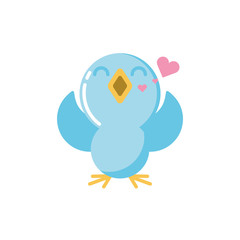 Isolated bird singing with hearts vector design
