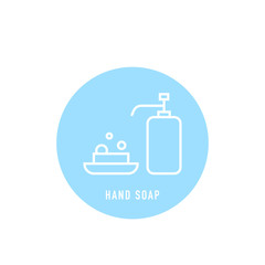 Hand soap icon in line style on white background. Vector
