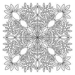 Ornamental Mandala. Linear ornament pattern. Coloring book page.