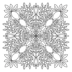 Ornamental Mandala. Linear ornament pattern. Coloring book page.