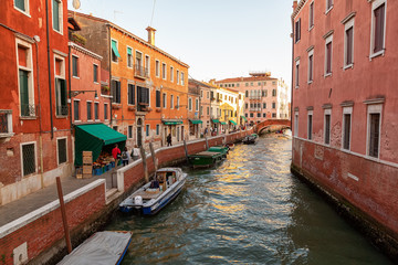 Romantic canal in center of Venice.Beautiful and romantic streets of Venice, Beautiful photos of Venice.