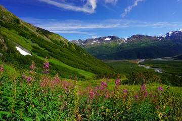 Naklejka na ściany i meble Beautiful mountains scenery in wild Alaska