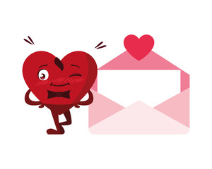 heart red with hands and envelope, design for valentines day card, banner, poster, flyer, brochure, print