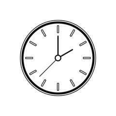Clock in round frame, Vector sign black and white