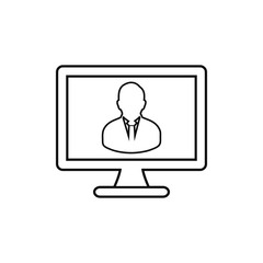 Online Business help line icon. Flat style vector EPS.