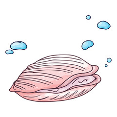 Seashell icon. Vector illustration of a closed seashell. Hand drawn closed shell with pearls.