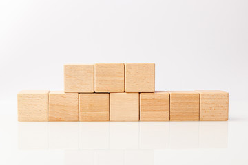 wooden cubes on a white background