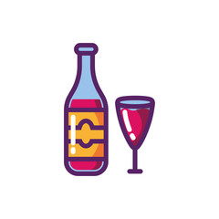 Isolated wine cup and bottle vector design
