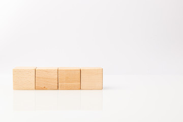 wooden cubes on a white background