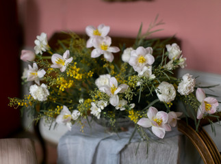  a bouquet of white flowers in a classic interior