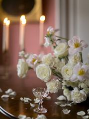  a bouquet of white flowers in a classic interior