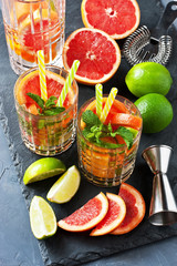 Fresh summer citrus lemonade or alcohol cocktail