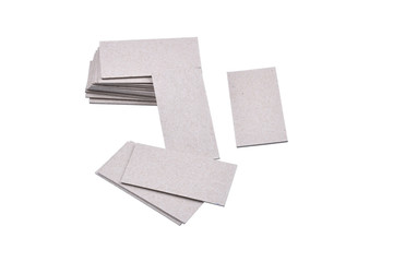 Cardboard isolated on white background. Sliced ​​cardboard in gray rectangles