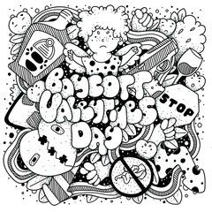 Boycott Valentines Day. Greeting card with lettering and doodles.