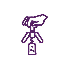 Isolated hand with wine corkscrew vector design
