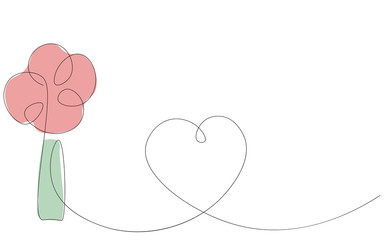 Valentine day background heart and flower vector illustration