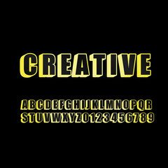 Fototapeta premium vector 3d yellow black font alphabet and numbers, creative word on black background design