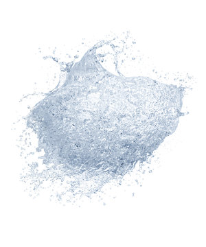 Flying Water Splash Isolated With Clipping Path