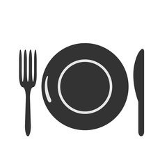 Plate, fork and spoon icons - stock vector
