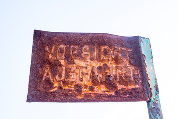 old rusty sign with the german inscription