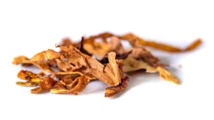 dried smoking tobacco Isolated on a white background.