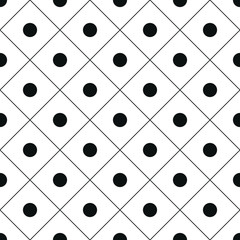 Seamless black and white vintage basic diamonds and circles textile pattern vector