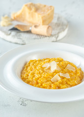 Portion of pumpkin risotto