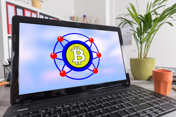 Bitcoin concept on a laptop