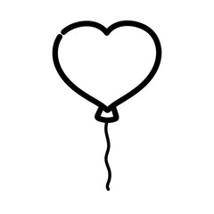 happy valentines day, cute balloon shaped heart celebration thick line